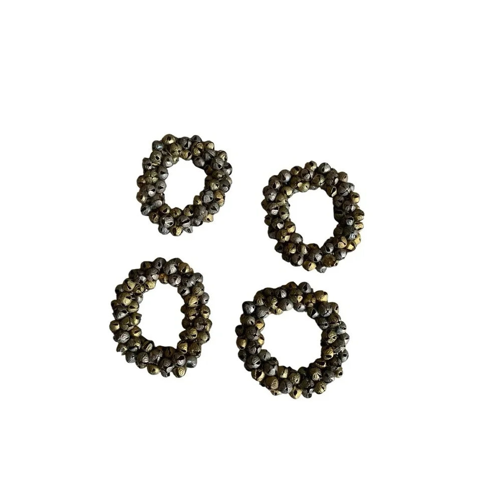 Set Of 4 Jingle Bell Wreath Napkin Rings 2.5